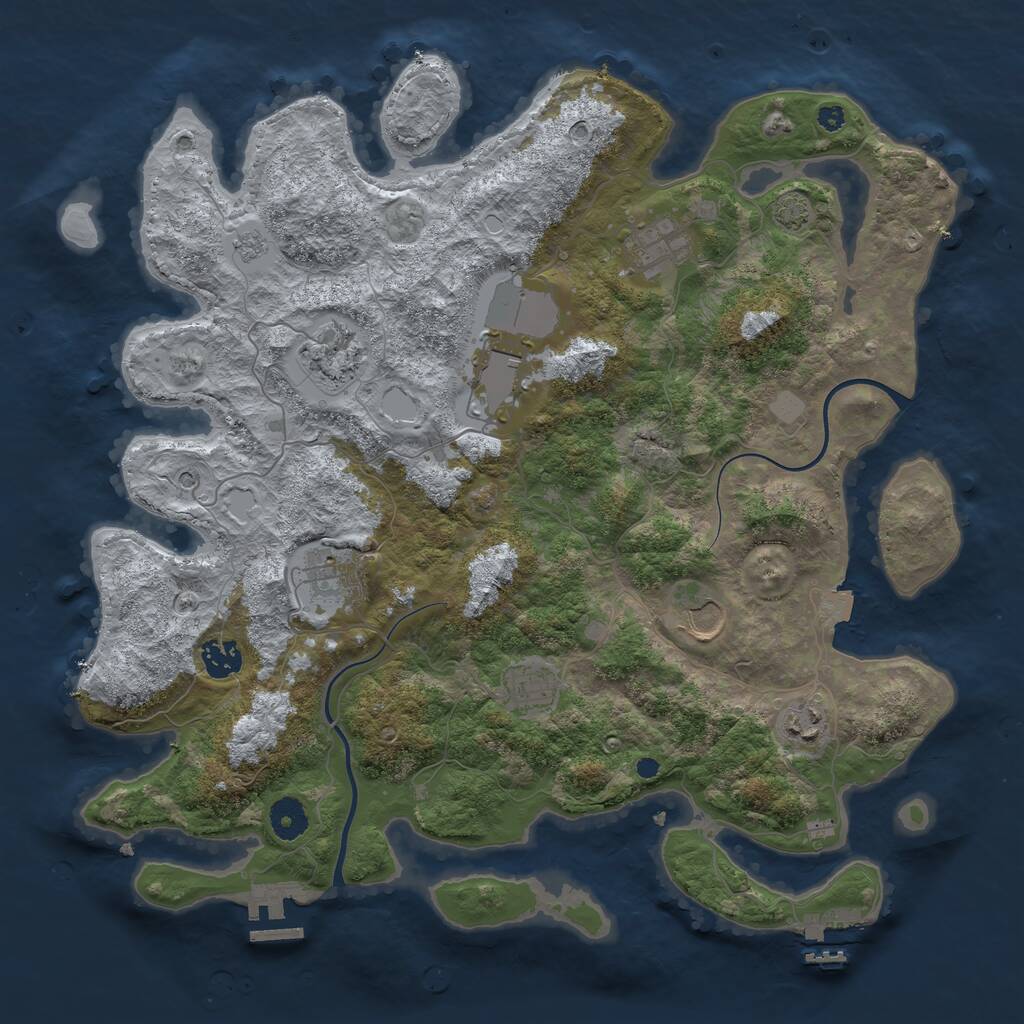 Rust Map: Procedural Map, Size: 3850, Seed: 84763940, 14 Monuments