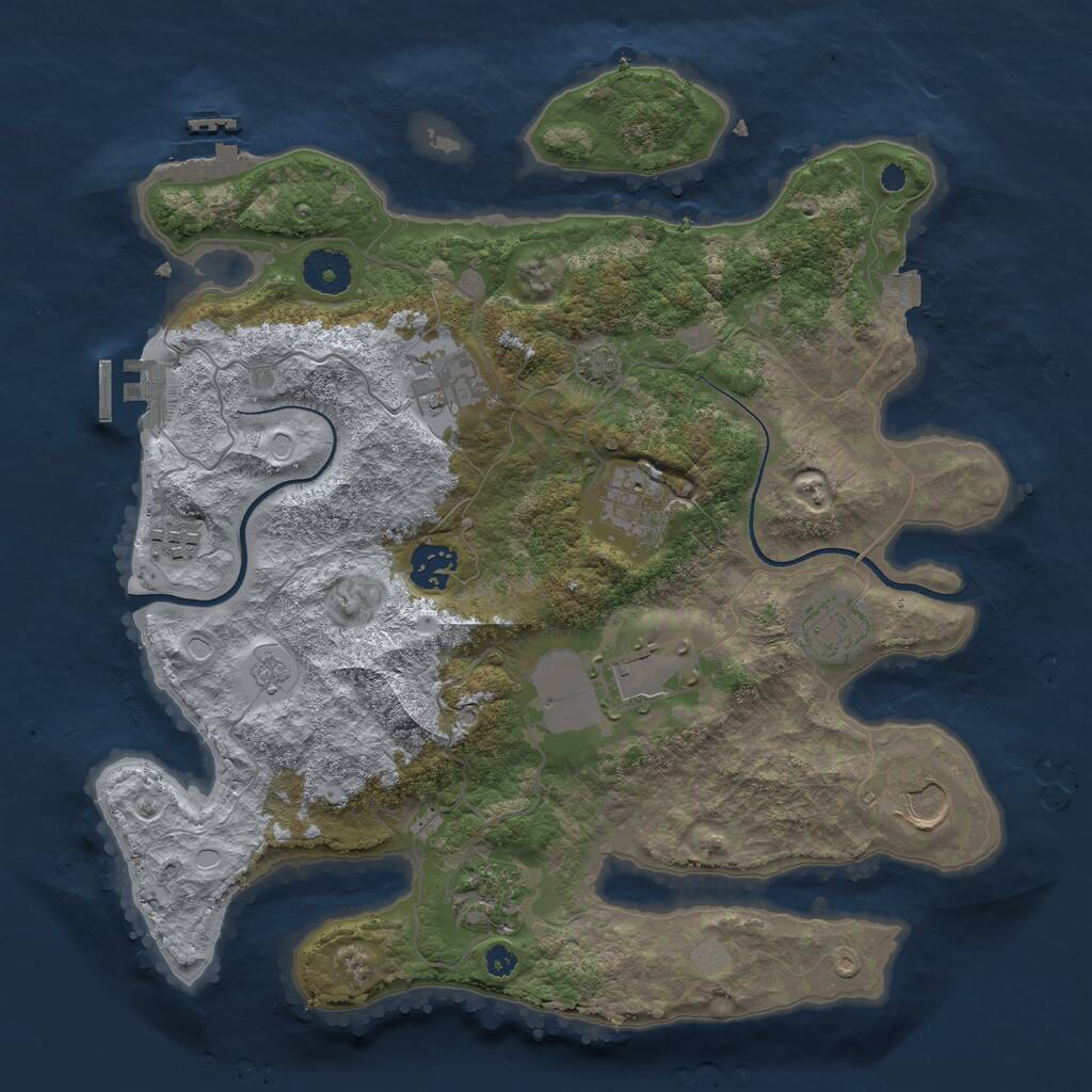 Rust Map: Procedural Map, Size: 3500, Seed: 2242507, 13 Monuments