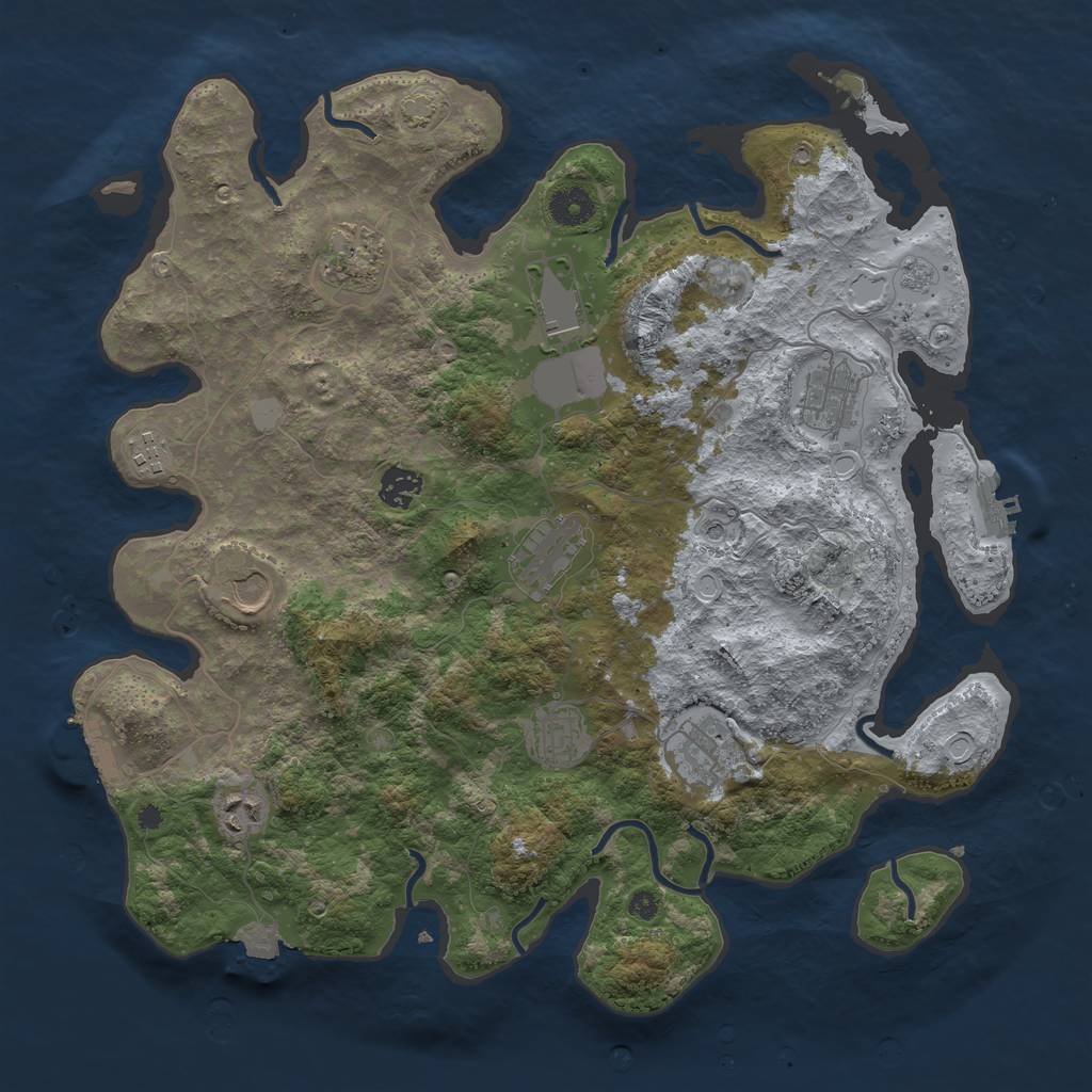 Rust Map: Procedural Map, Size: 3900, Seed: 83742653, 18 Monuments