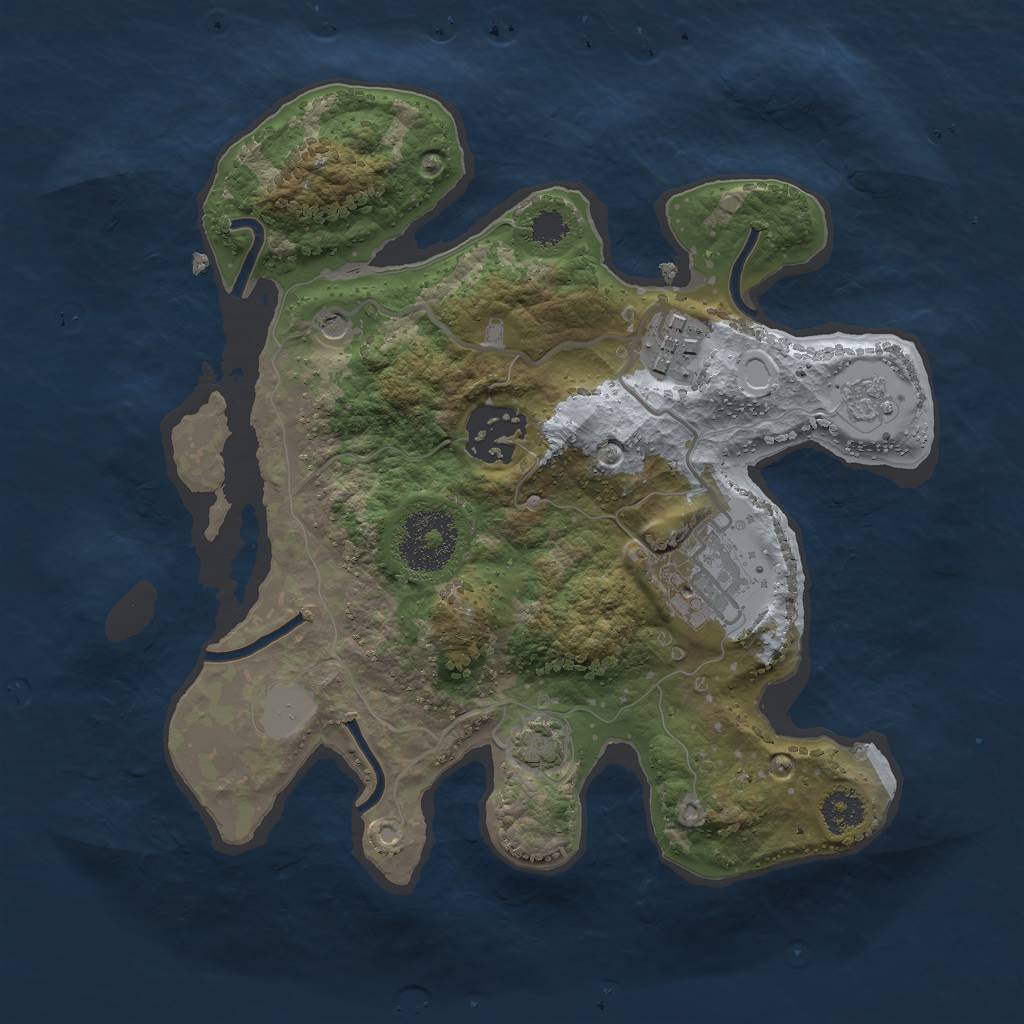 Rust Map: Procedural Map, Size: 2500, Seed: 2127707523, 9 Monuments