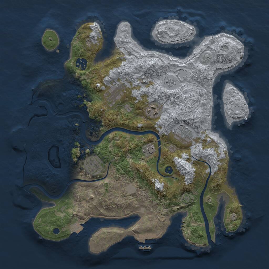 Rust Map: Procedural Map, Size: 3450, Seed: 24672965, 12 Monuments