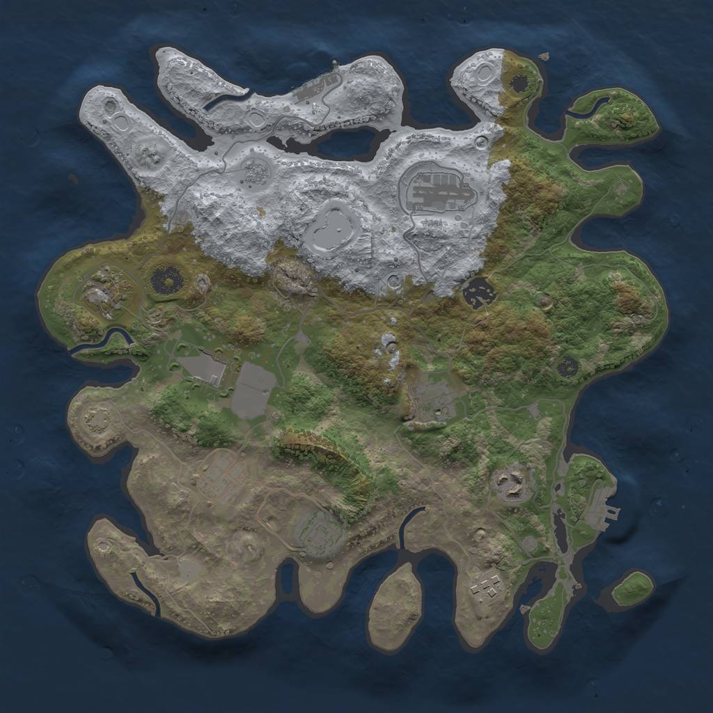 Rust Map: Procedural Map, Size: 3500, Seed: 819613911, 17 Monuments