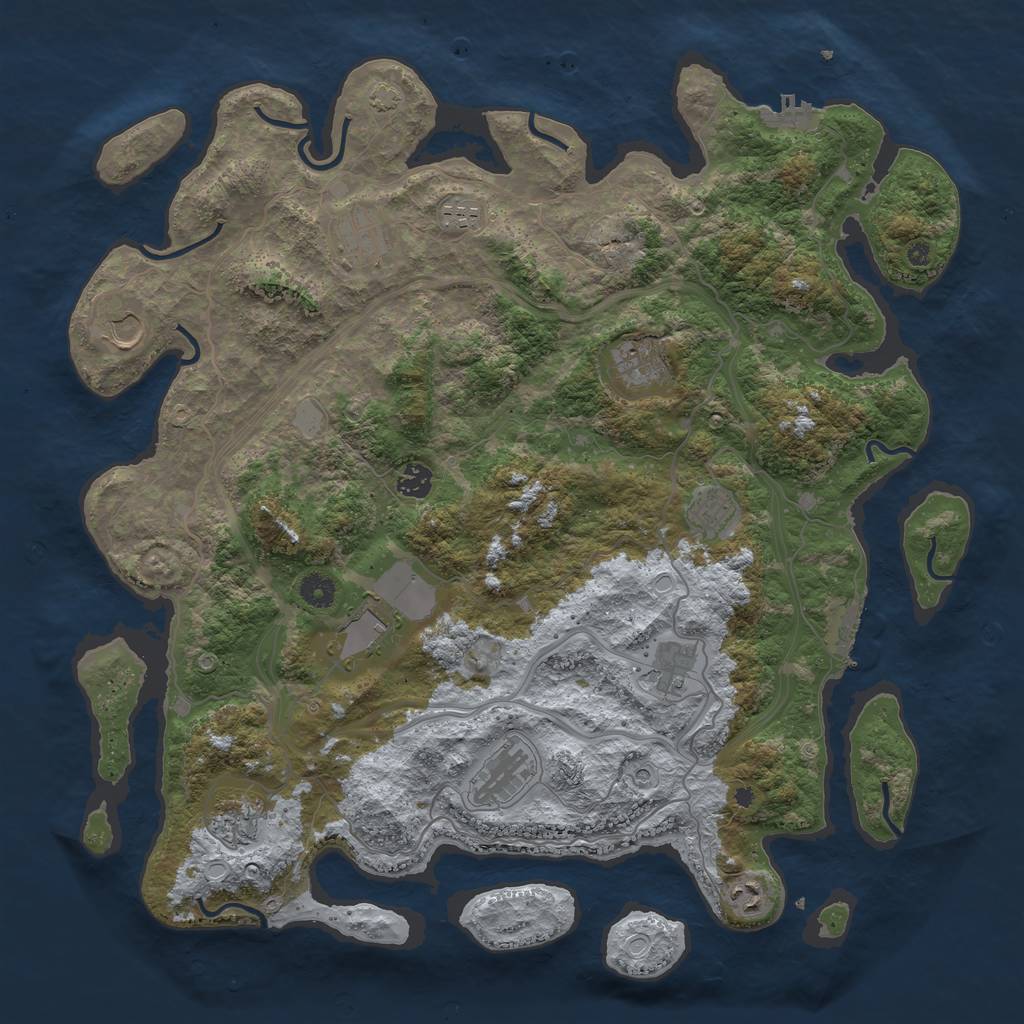 Rust Map: Procedural Map, Size: 4400, Seed: 24434479, 18 Monuments