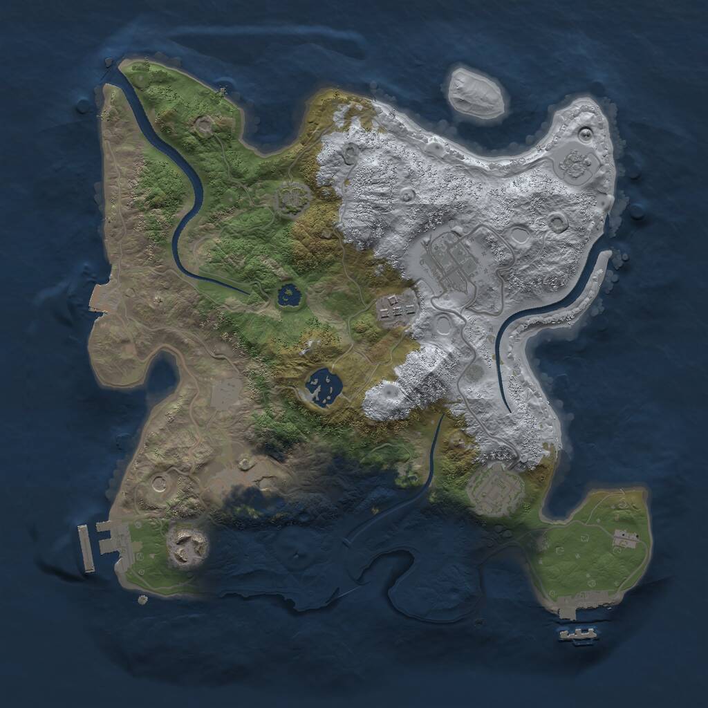 Rust Map: Procedural Map, Size: 3000, Seed: 21755, 12 Monuments