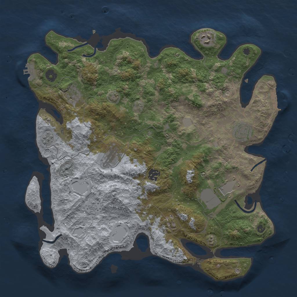 Rust Map: Procedural Map, Size: 3800, Seed: 68272352, 16 Monuments