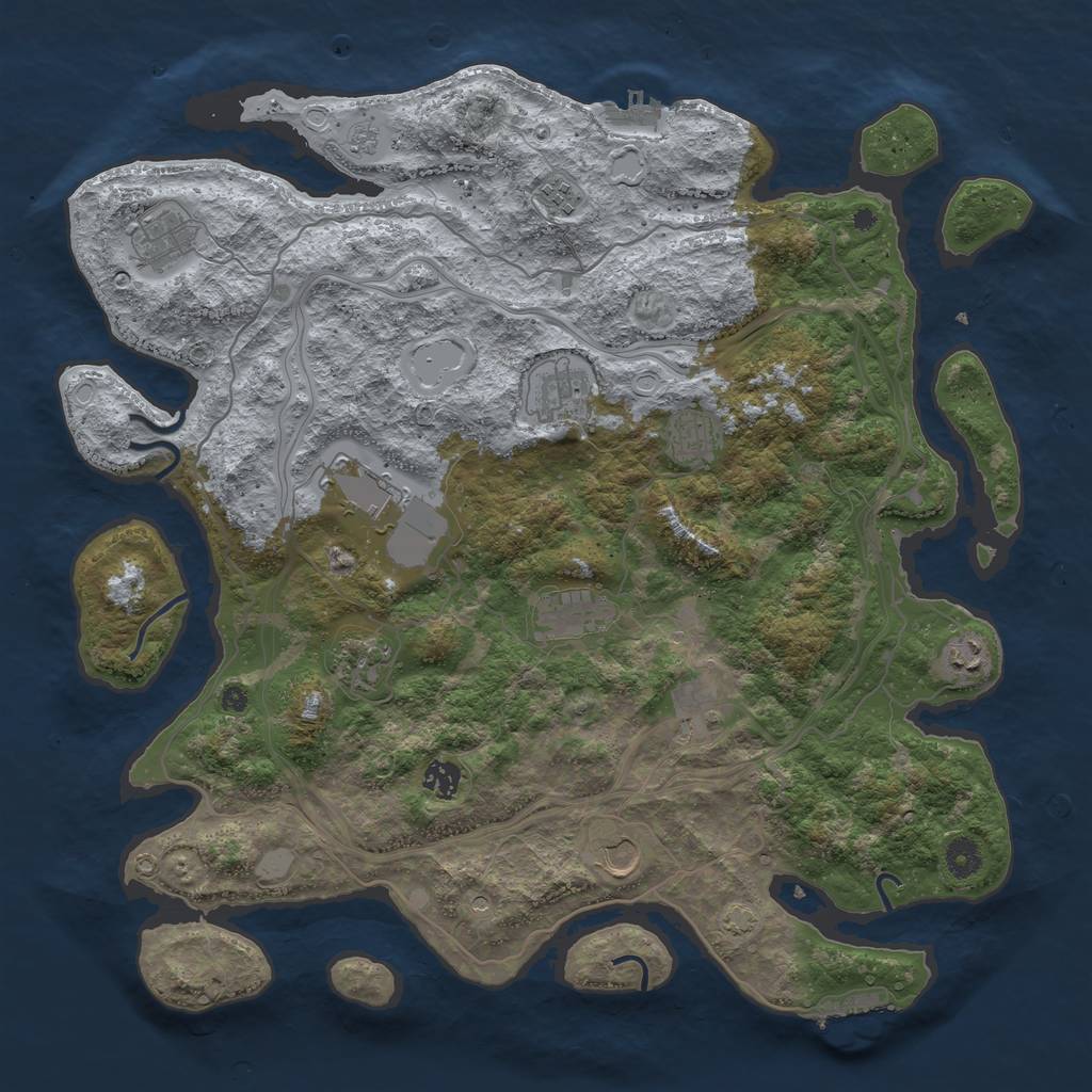 Rust Map: Procedural Map, Size: 4300, Seed: 42892424, 19 Monuments