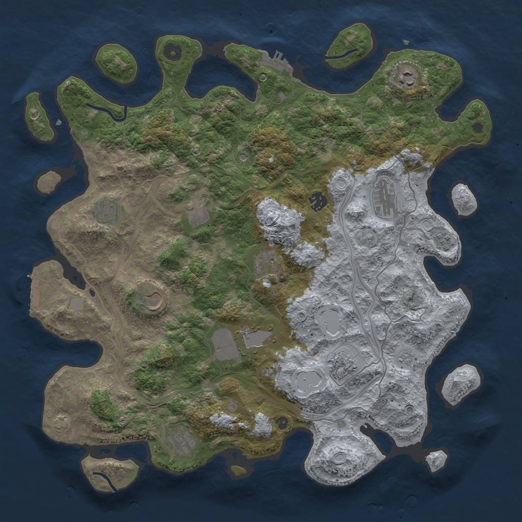 Rust Map: Procedural Map, Size: 4300, Seed: 77984140, 19 Monuments