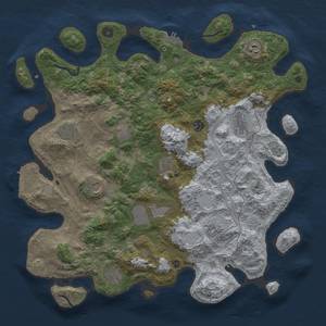 Thumbnail Rust Map: Procedural Map, Size: 4300, Seed: 77984140, 19 Monuments