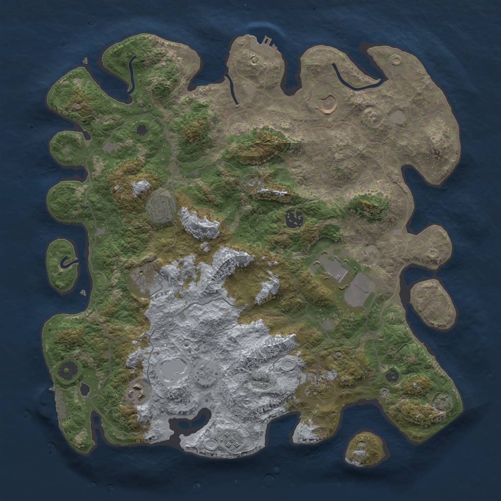 Rust Map: Procedural Map, Size: 4000, Seed: 856745, 16 Monuments