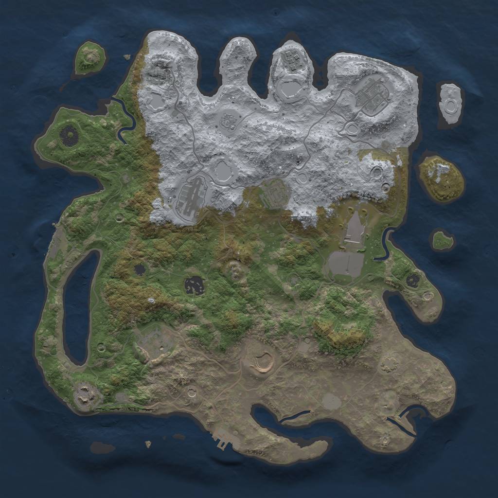 Rust Map: Procedural Map, Size: 3750, Seed: 60246568, 17 Monuments