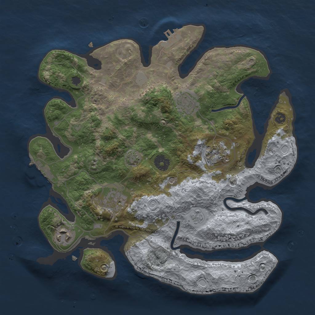 Rust Map: Procedural Map, Size: 3000, Seed: 1466564116, 12 Monuments