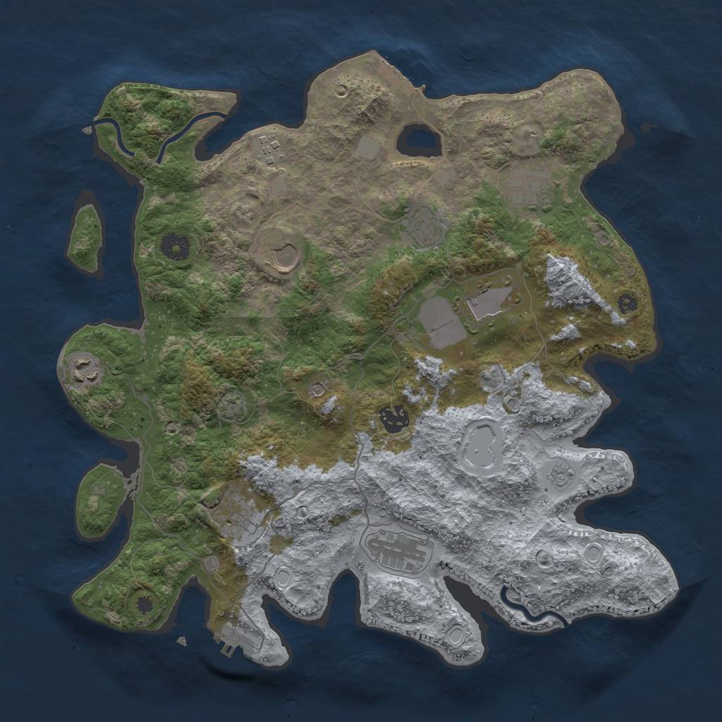 Rust Map: Procedural Map, Size: 3700, Seed: 76557091, 17 Monuments