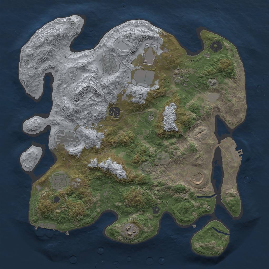 Rust Map: Procedural Map, Size: 3500, Seed: 300435601, 16 Monuments