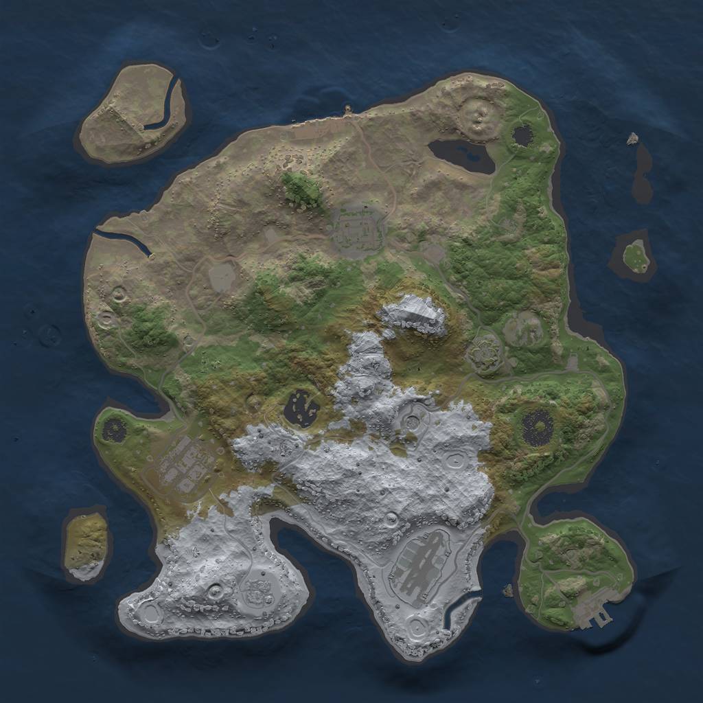 Rust Map: Procedural Map, Size: 3000, Seed: 9283, 12 Monuments