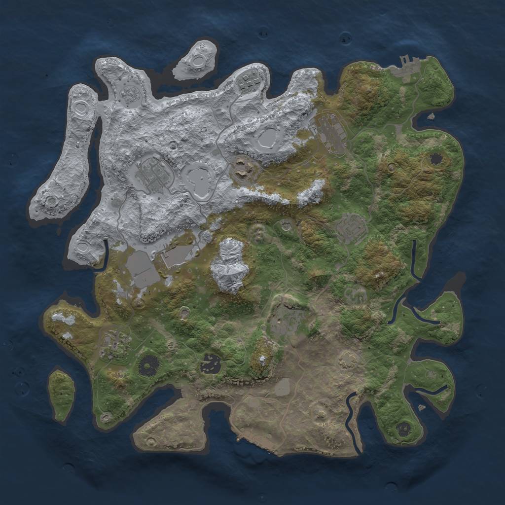 Rust Map: Procedural Map, Size: 3600, Seed: 832327203, 17 Monuments