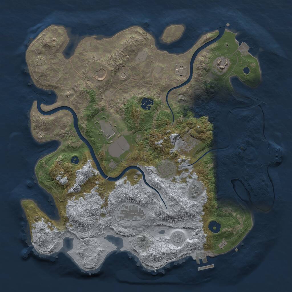 Rust Map: Procedural Map, Size: 3600, Seed: 90959494, 14 Monuments