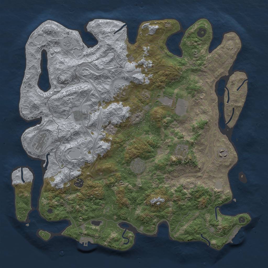 Rust Map: Procedural Map, Size: 4250, Seed: 1927394393, 17 Monuments