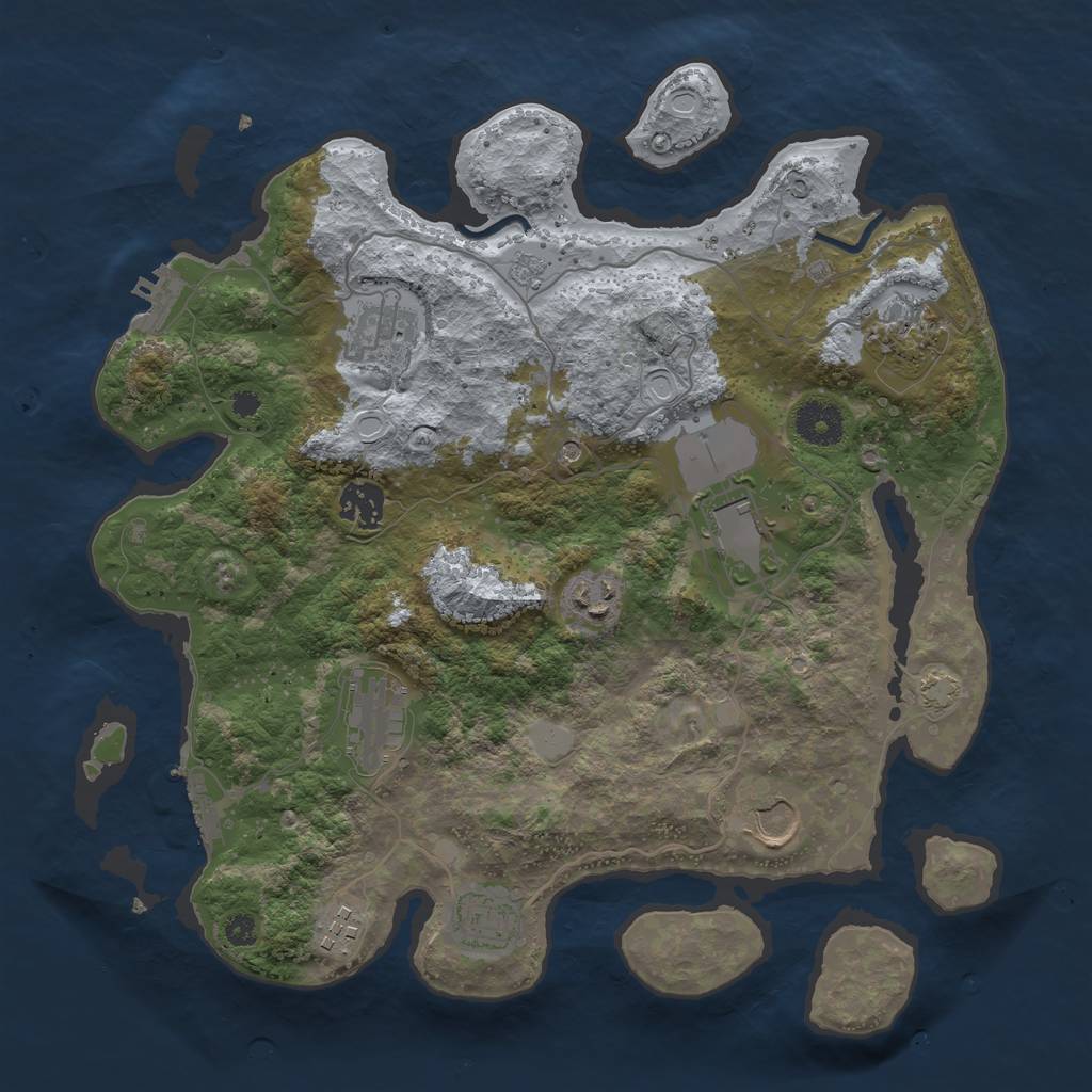 Rust Map: Procedural Map, Size: 3500, Seed: 1889554053, 17 Monuments