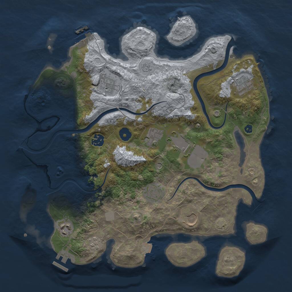Rust Map: Procedural Map, Size: 3500, Seed: 1889554053, 15 Monuments