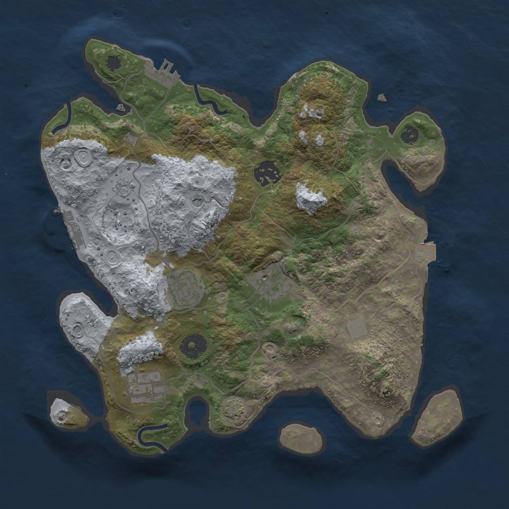 Rust Map: Procedural Map, Size: 3000, Seed: 1491001688, 12 Monuments