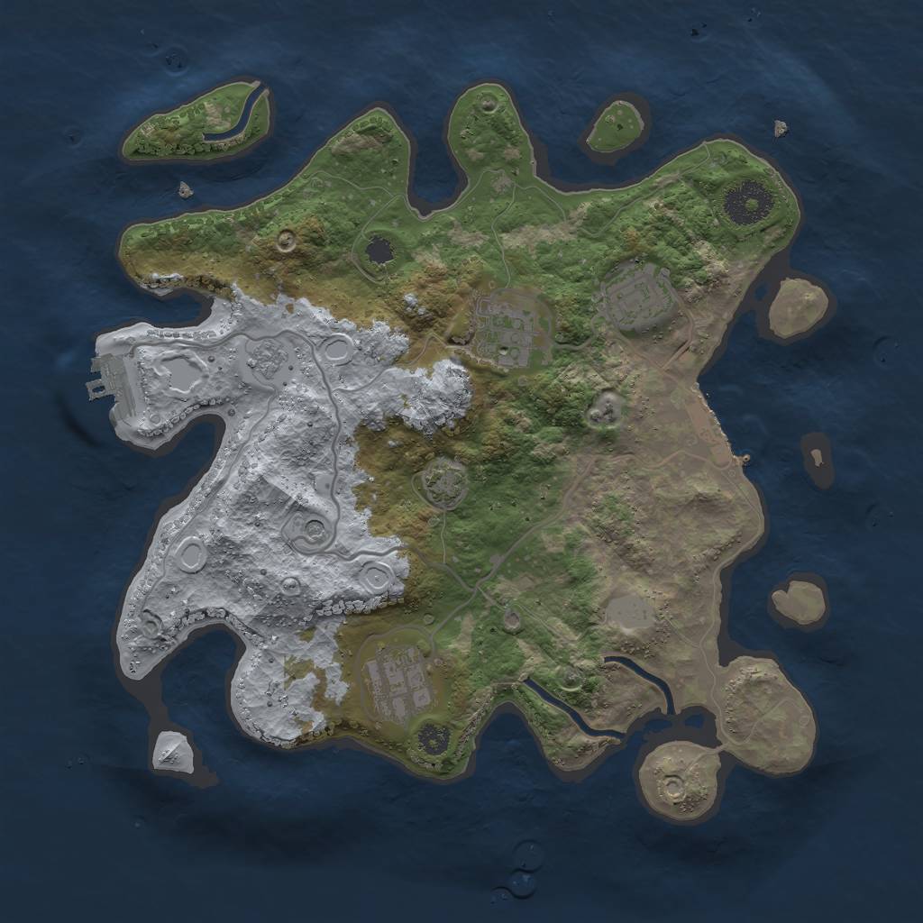 Rust Map: Procedural Map, Size: 3000, Seed: 22760, 11 Monuments