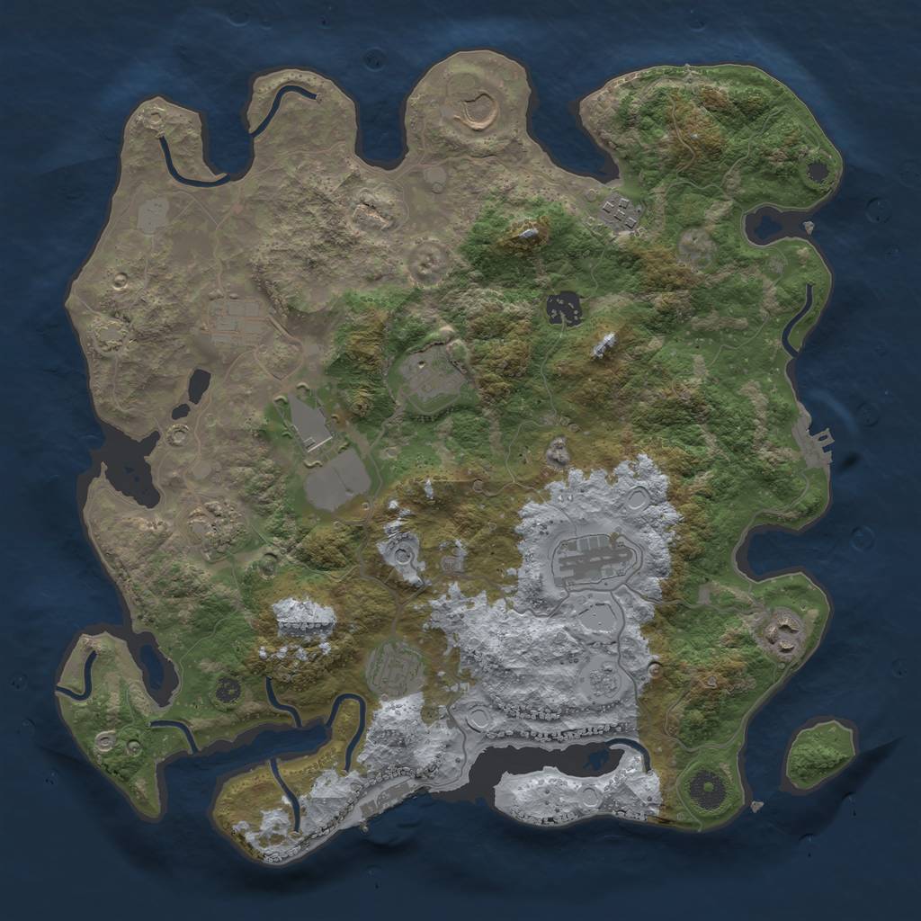 Rust Map: Procedural Map, Size: 3750, Seed: 2839707, 18 Monuments