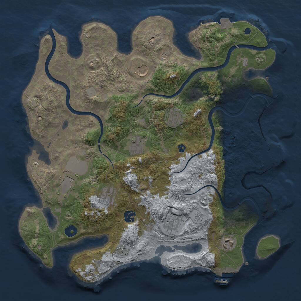 Rust Map: Procedural Map, Size: 3750, Seed: 2839707, 15 Monuments