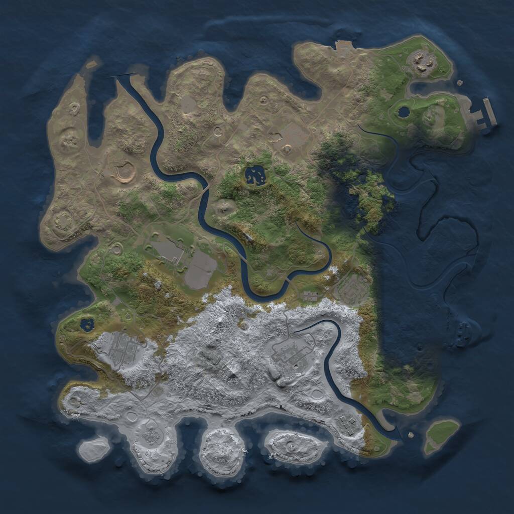 Rust Map: Procedural Map, Size: 3650, Seed: 75040271, 15 Monuments