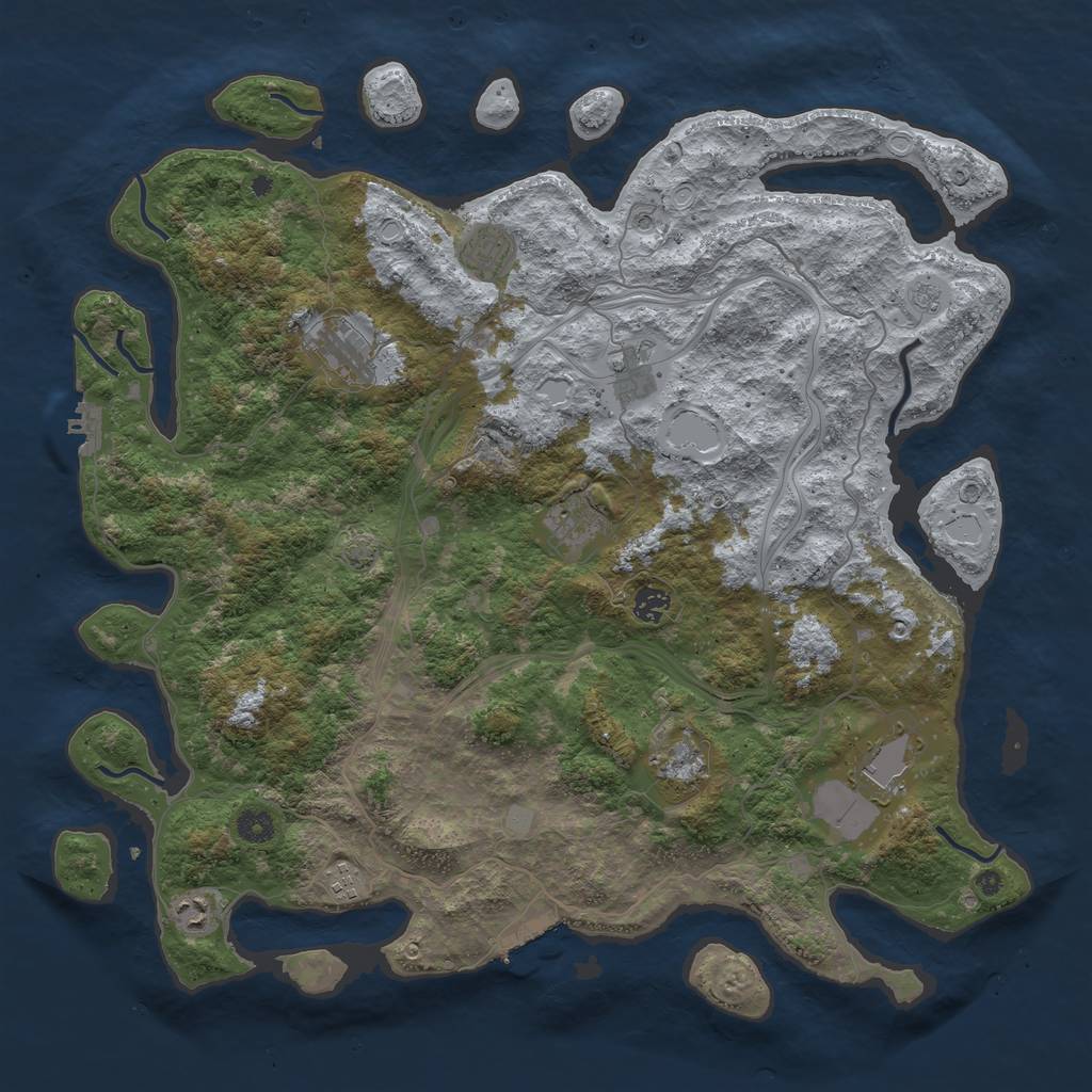 Rust Map: Procedural Map, Size: 4500, Seed: 304495003, 17 Monuments
