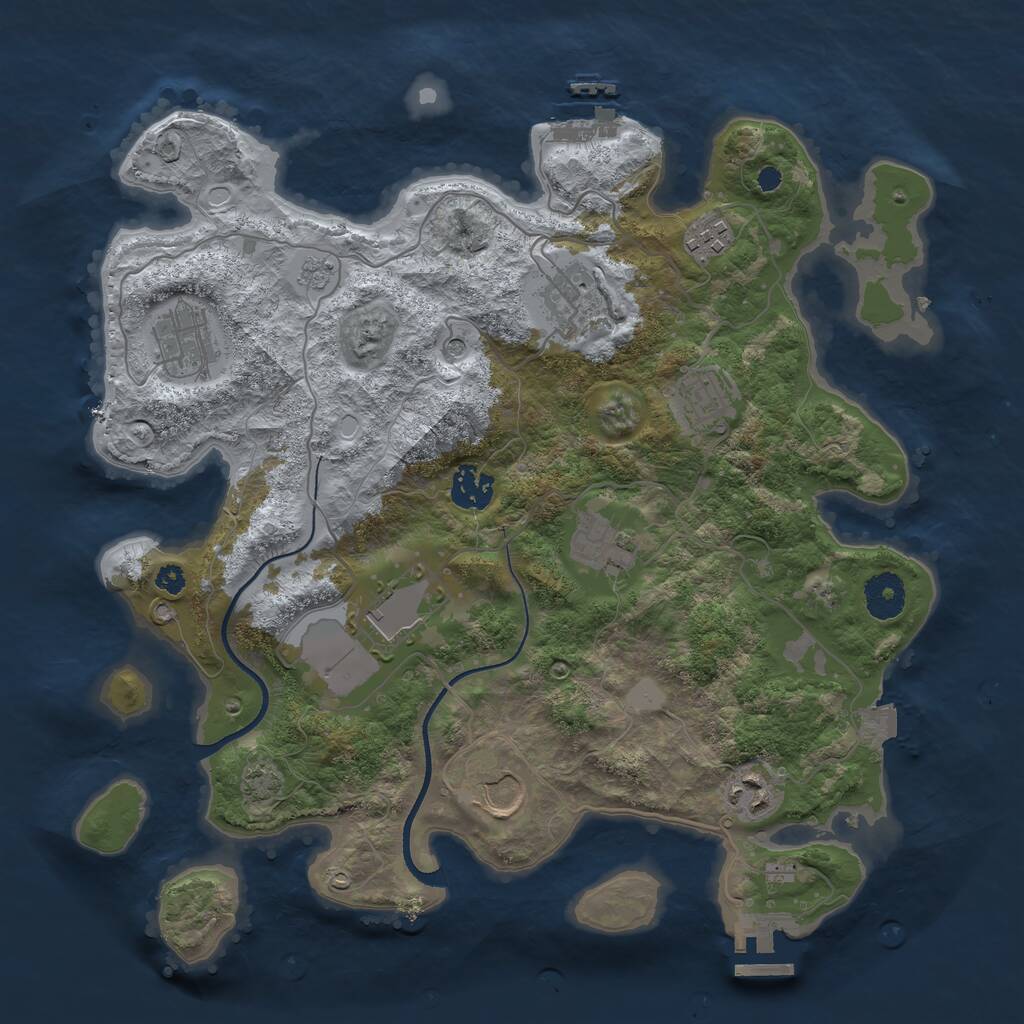 Rust Map: Procedural Map, Size: 3500, Seed: 37129813, 15 Monuments