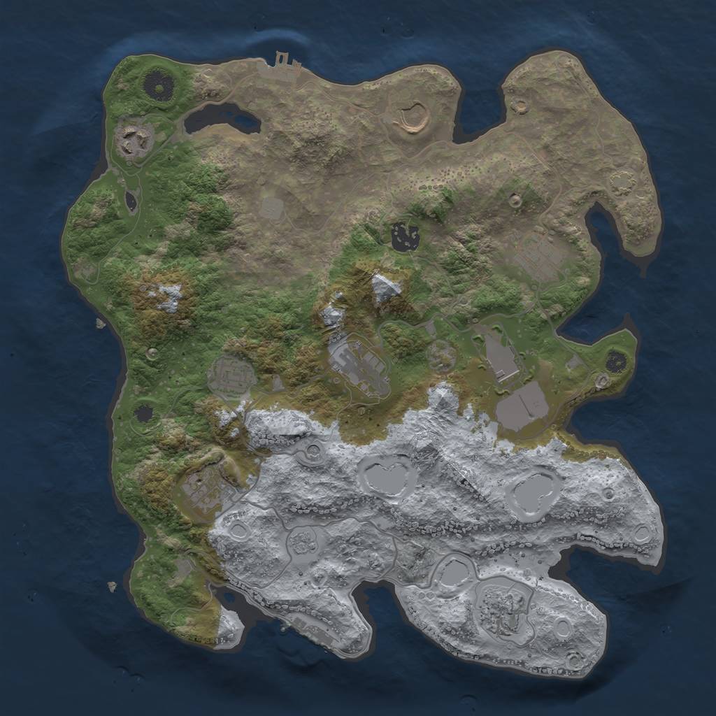 Rust Map: Procedural Map, Size: 3550, Seed: 59567134, 17 Monuments
