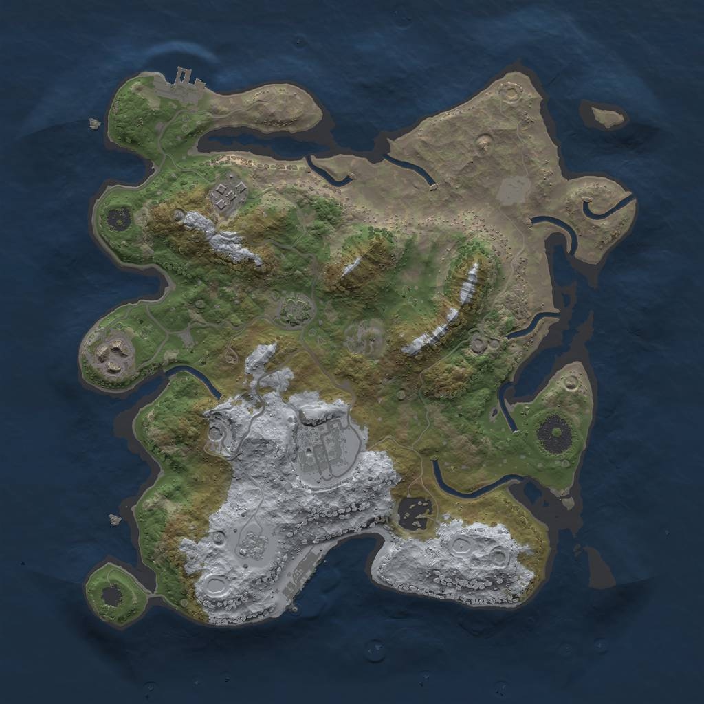 Rust Map: Procedural Map, Size: 3000, Seed: 1937679084, 12 Monuments