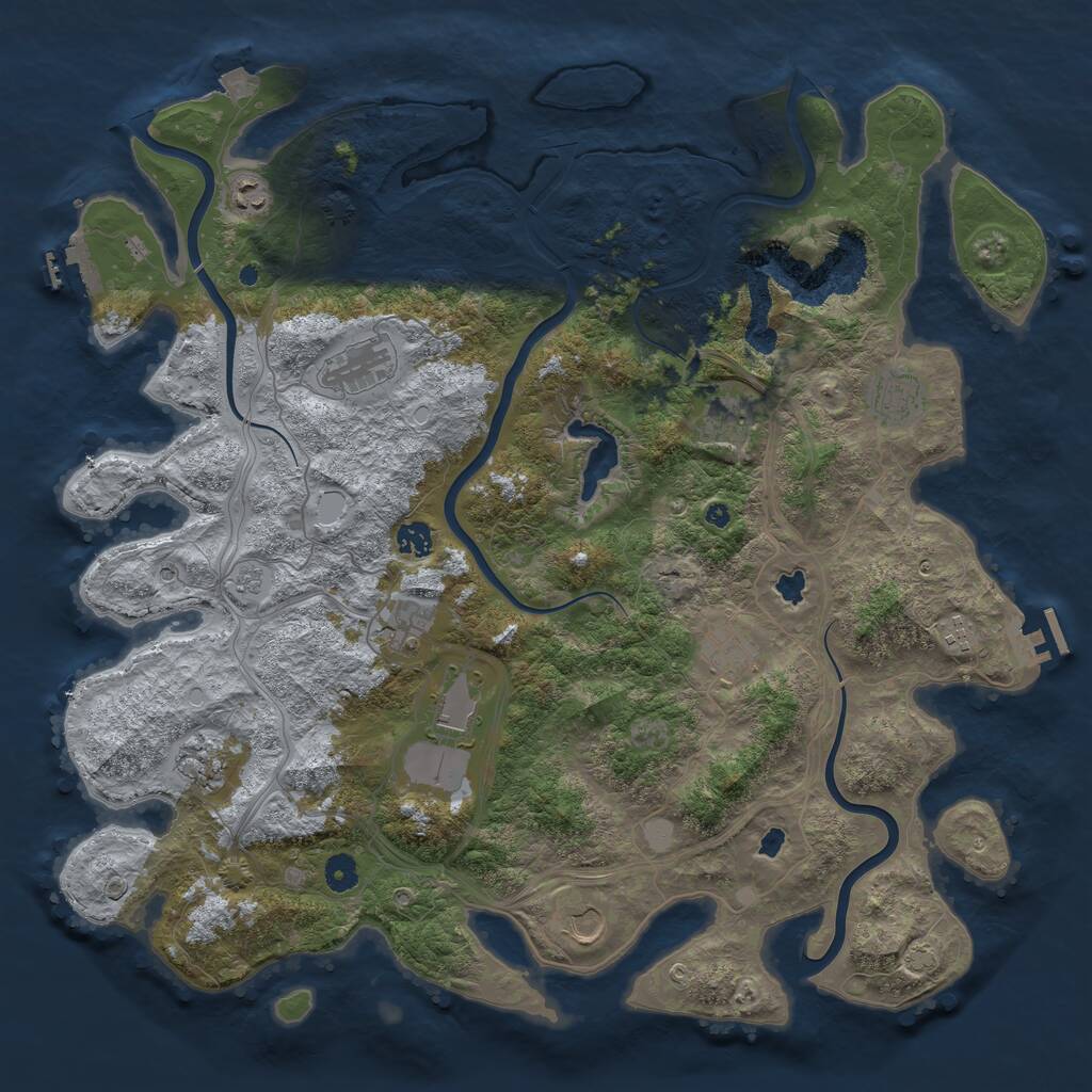 Rust Map: Procedural Map, Size: 4550, Seed: 1544444444, 17 Monuments
