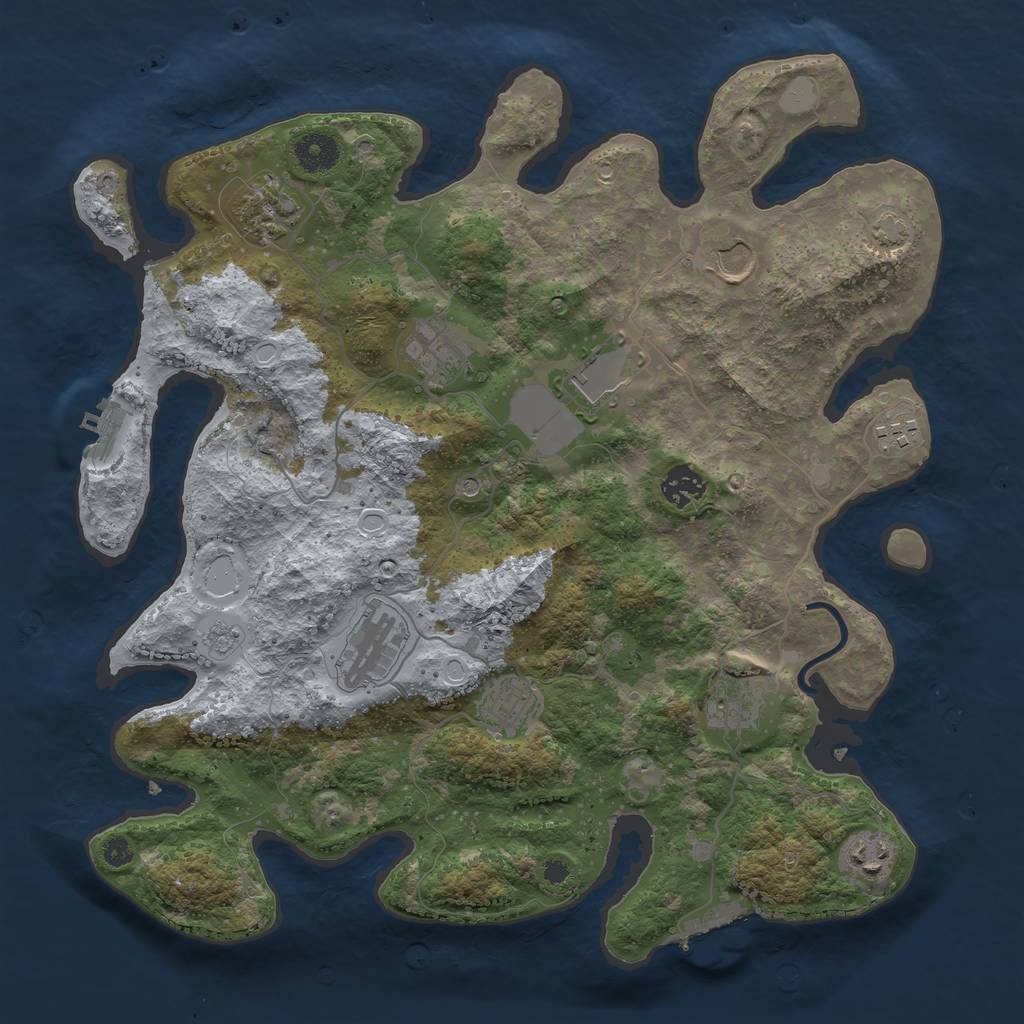 Rust Map: Procedural Map, Size: 3700, Seed: 1559852475, 18 Monuments