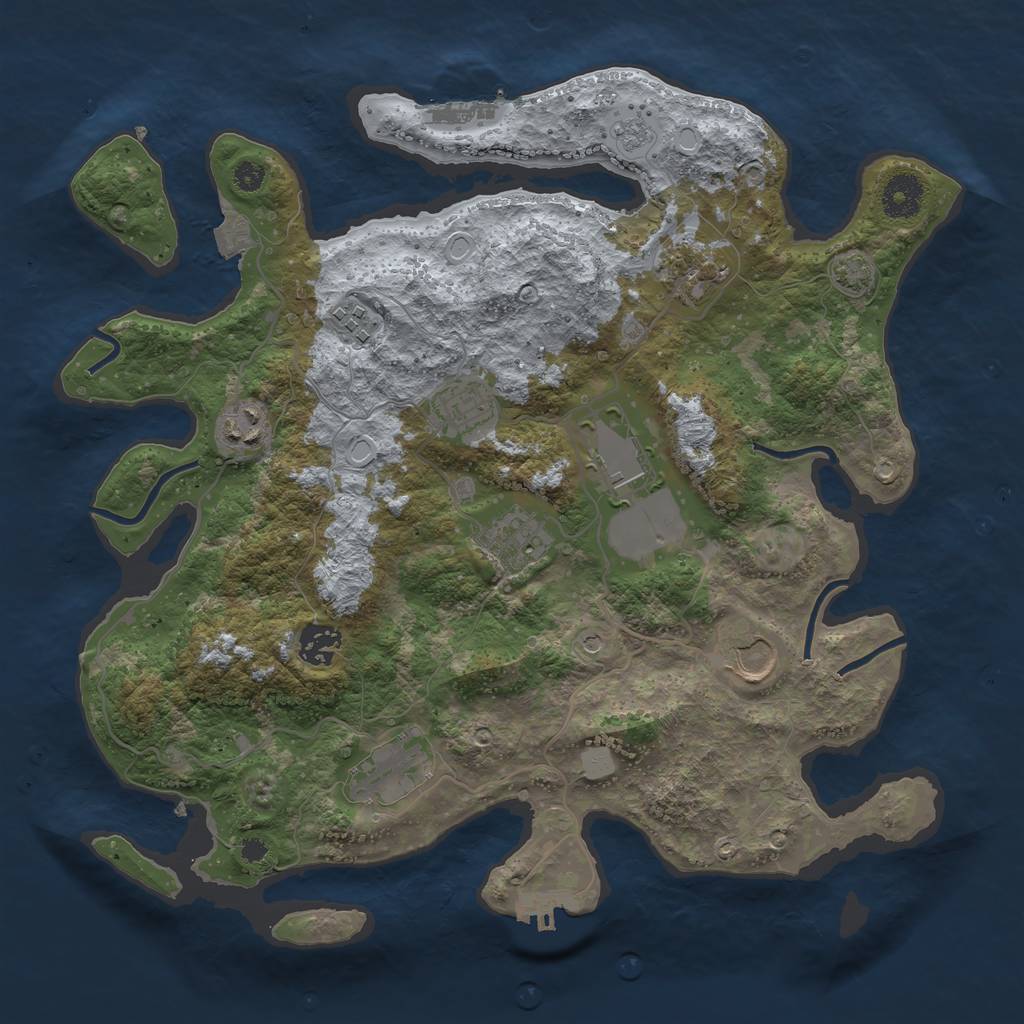 Rust Map: Procedural Map, Size: 3550, Seed: 412128841, 17 Monuments