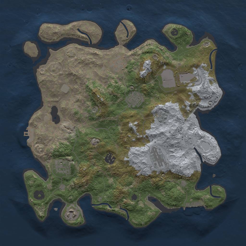 Rust Map: Procedural Map, Size: 3500, Seed: 1459729041, 16 Monuments