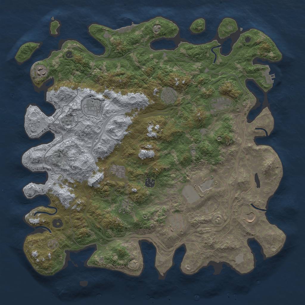 Rust Map: Procedural Map, Size: 4500, Seed: 141361139, 19 Monuments