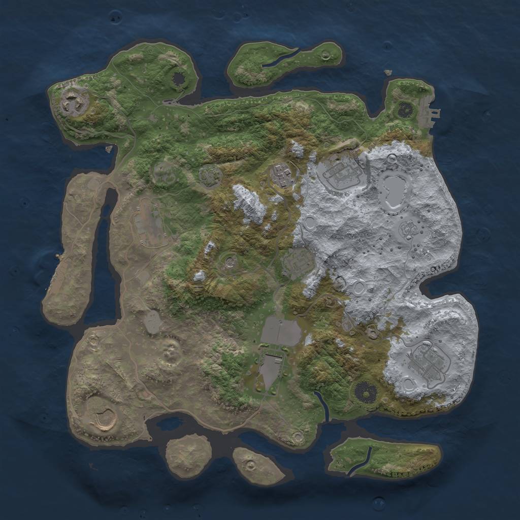 Rust Map: Procedural Map, Size: 3500, Seed: 974257273, 16 Monuments