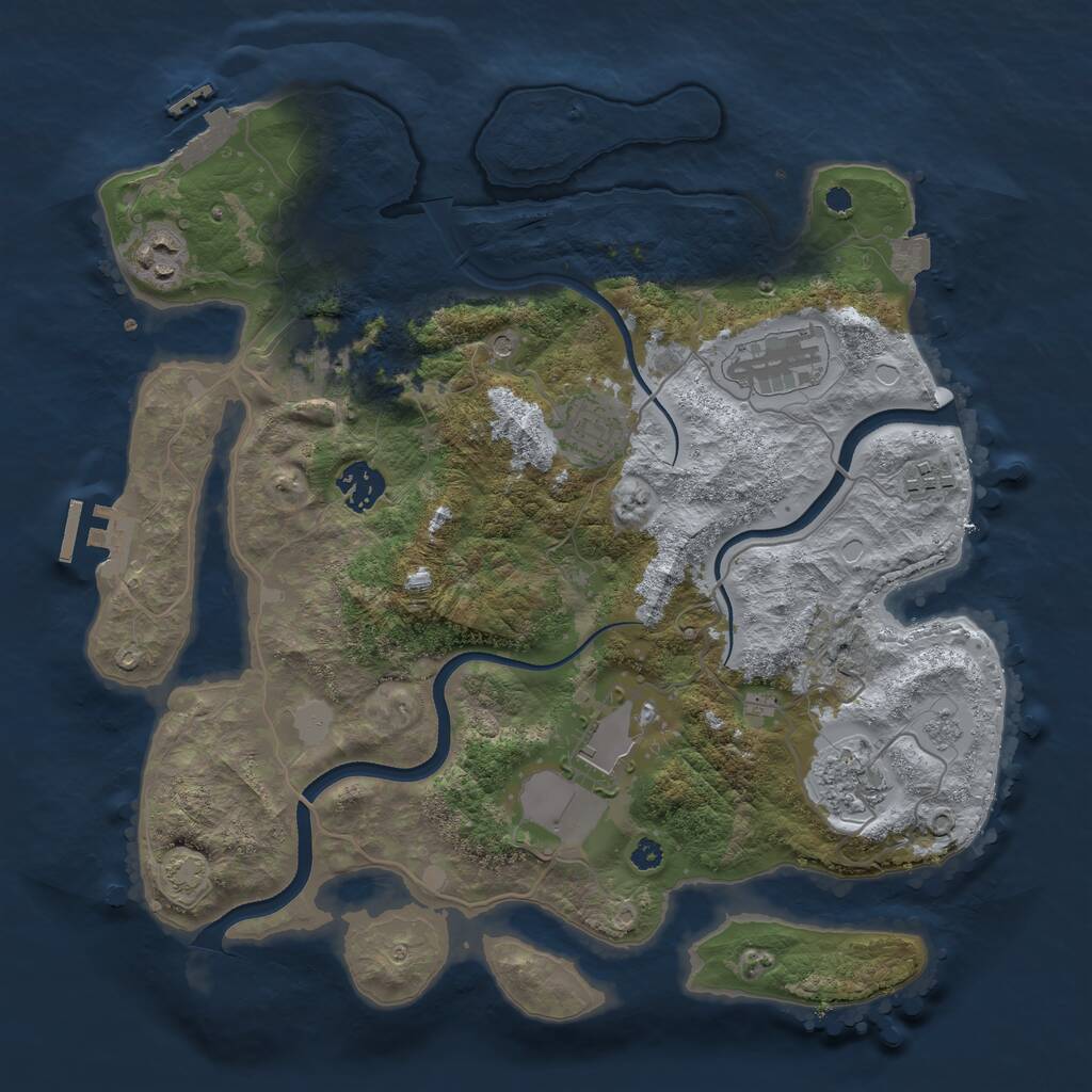 Rust Map: Procedural Map, Size: 3500, Seed: 974257273, 14 Monuments