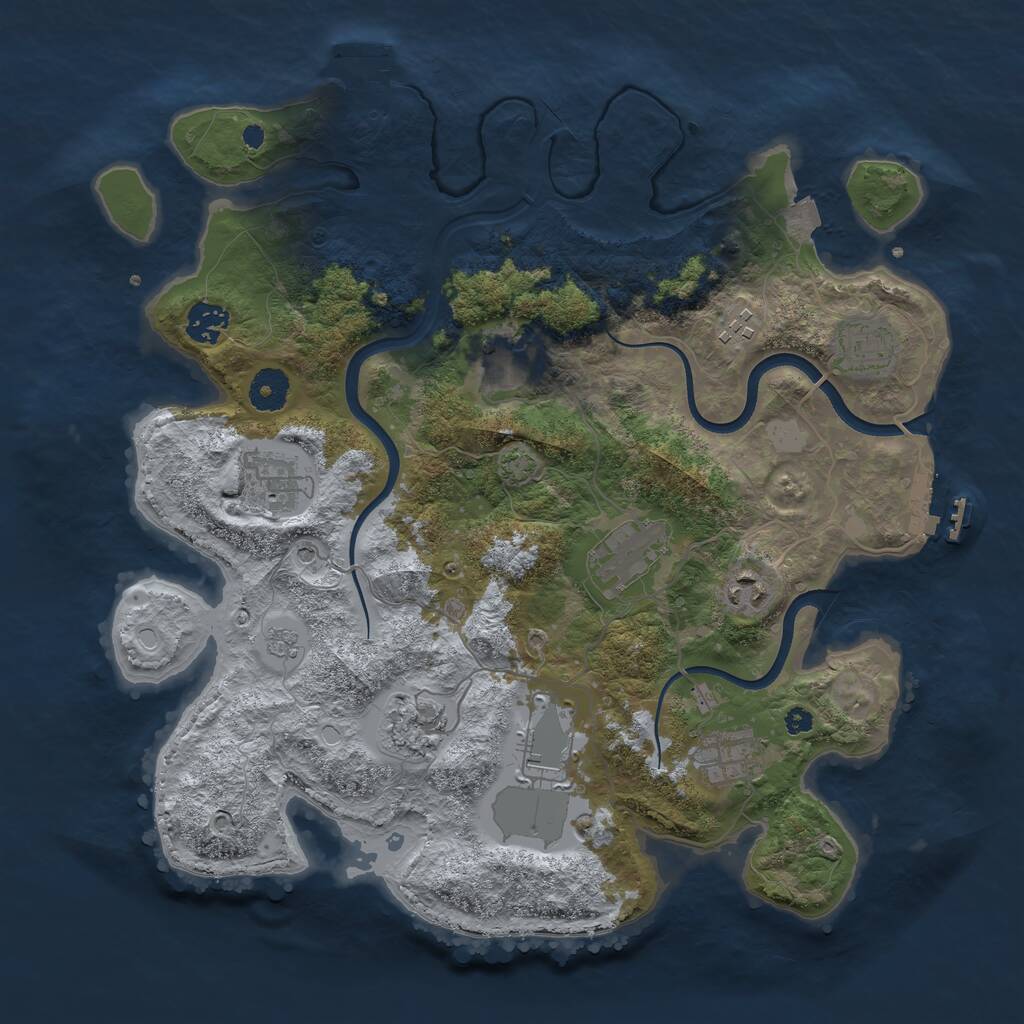Rust Map: Procedural Map, Size: 3700, Seed: 50456654, 16 Monuments
