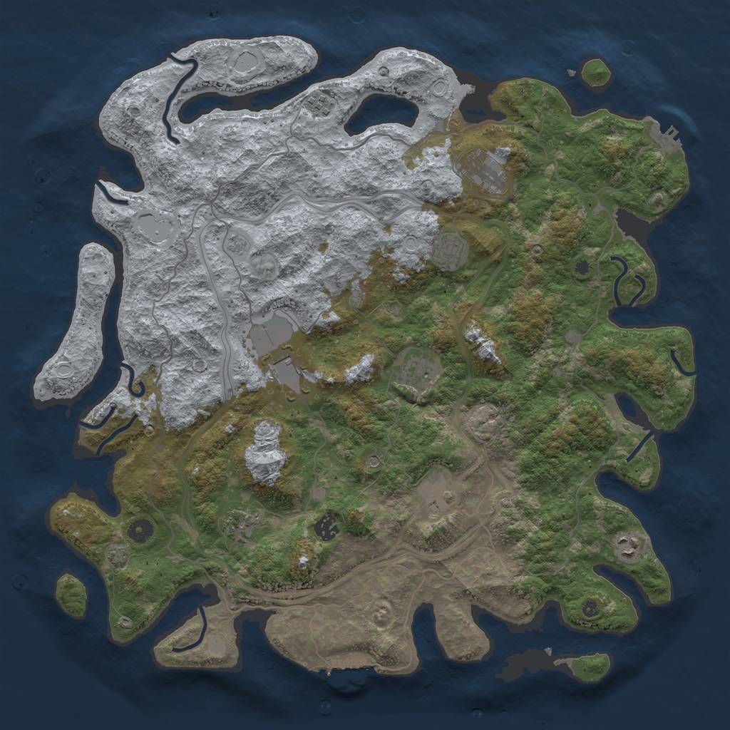 Rust Map: Procedural Map, Size: 4500, Seed: 832327203, 17 Monuments