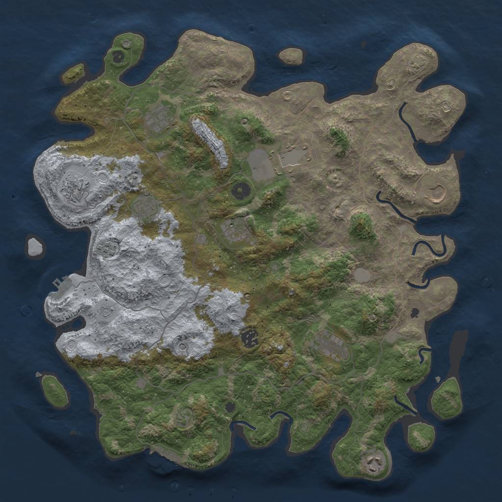 Rust Map: Procedural Map, Size: 4200, Seed: 12671, 18 Monuments