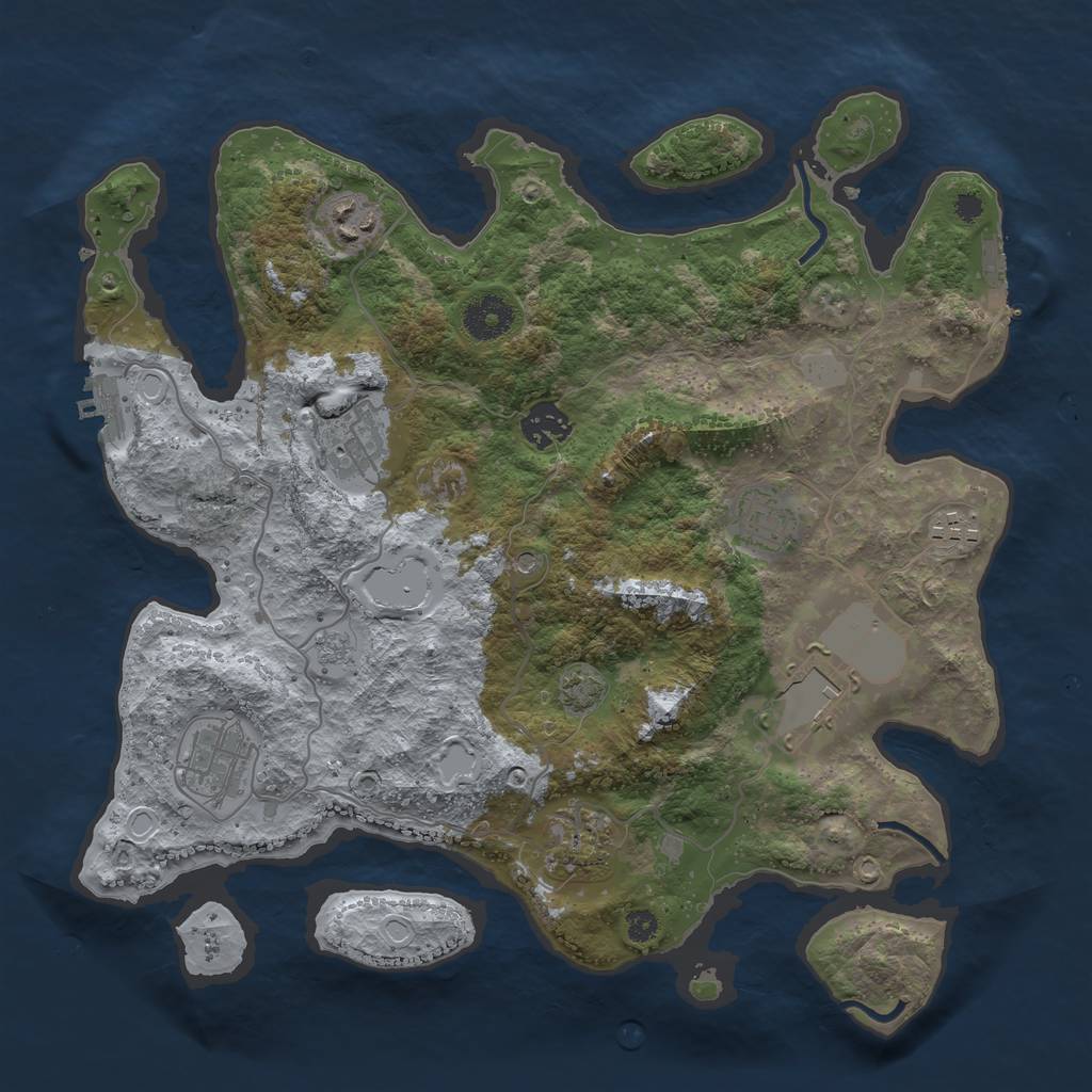 Rust Map: Procedural Map, Size: 3500, Seed: 372175173, 16 Monuments
