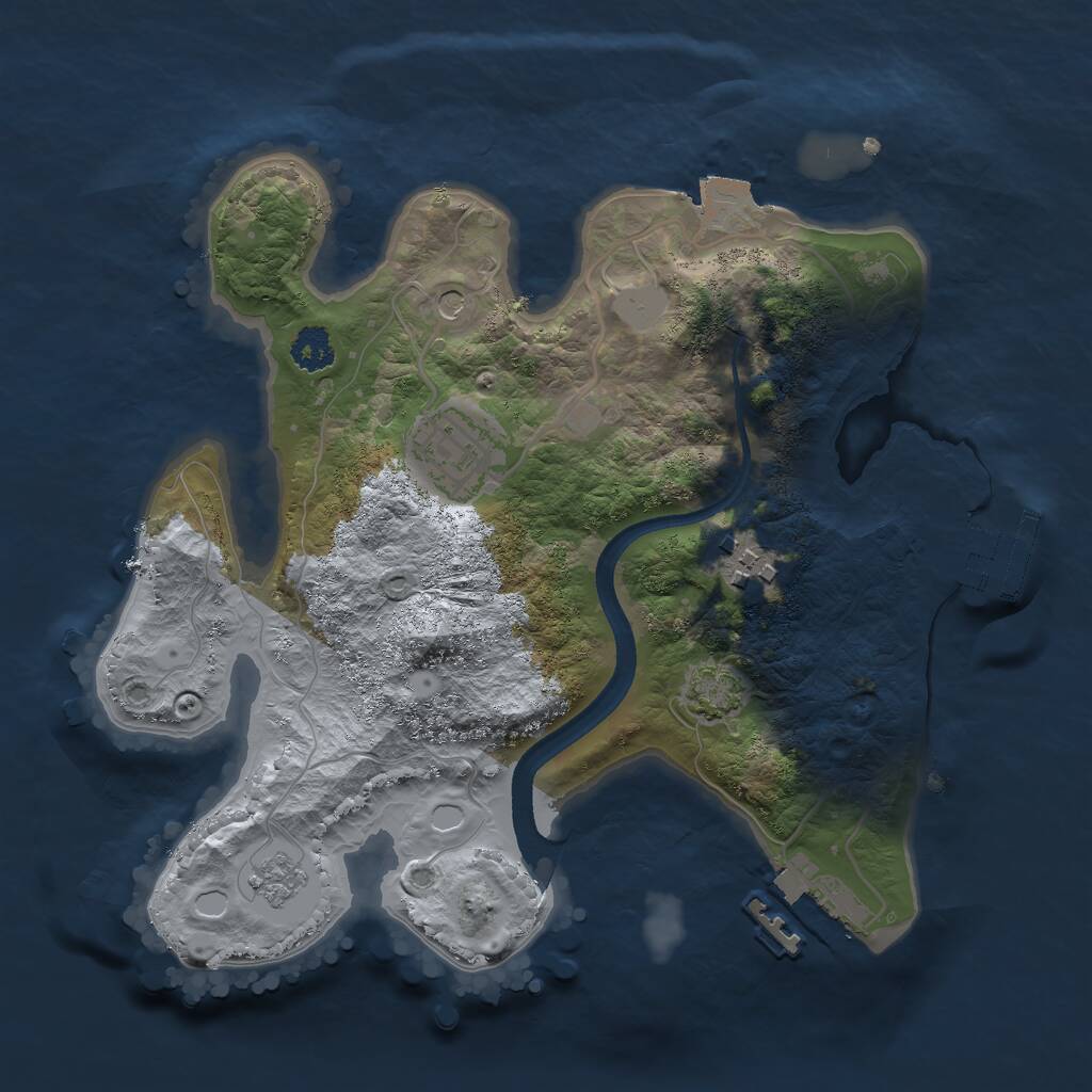 Rust Map: Procedural Map, Size: 2500, Seed: 1862744844, 8 Monuments