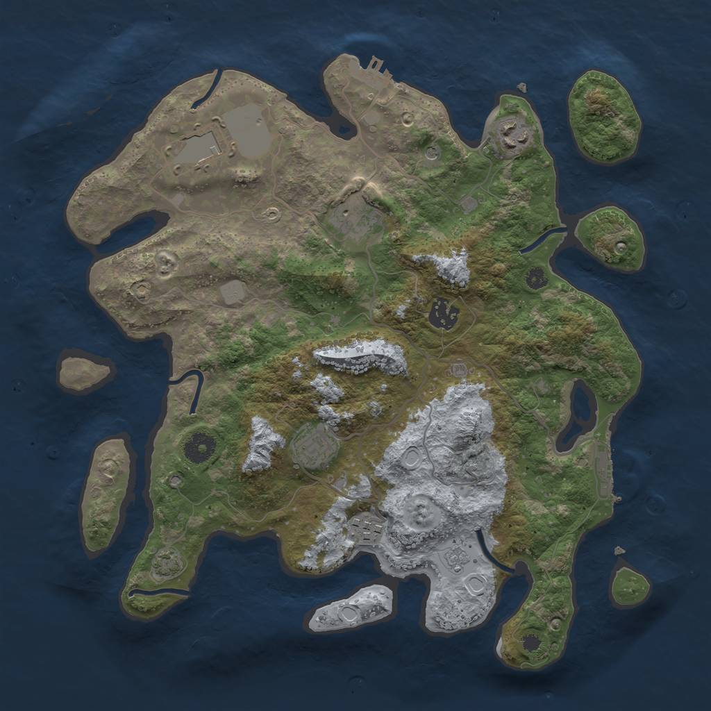 Rust Map: Procedural Map, Size: 3500, Seed: 2055020956, 14 Monuments