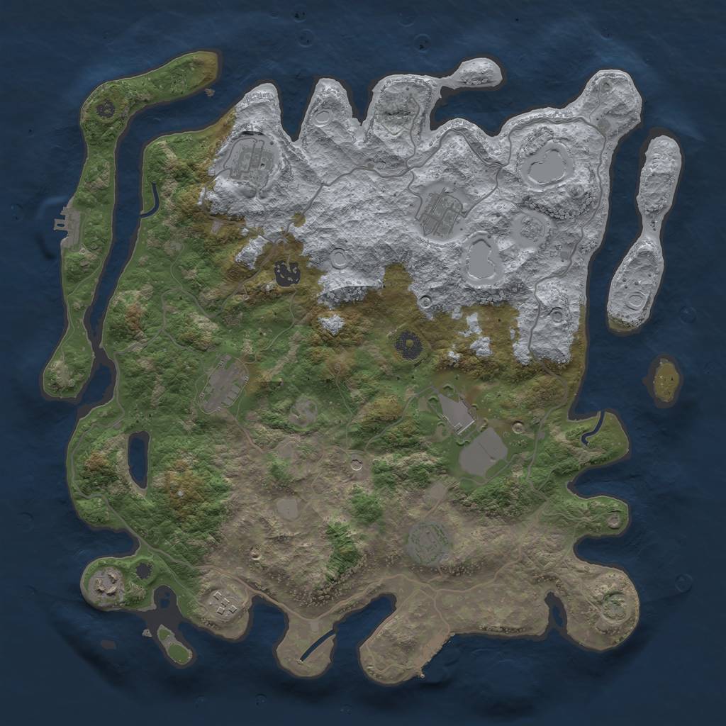 Rust Map: Procedural Map, Size: 4000, Seed: 81135, 16 Monuments