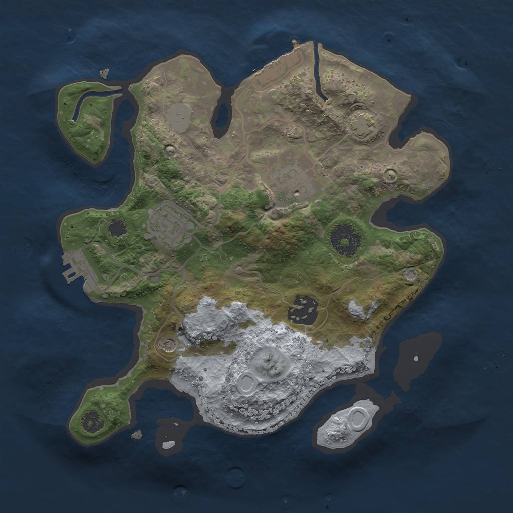 Rust Map: Procedural Map, Size: 2500, Seed: 382579693, 10 Monuments