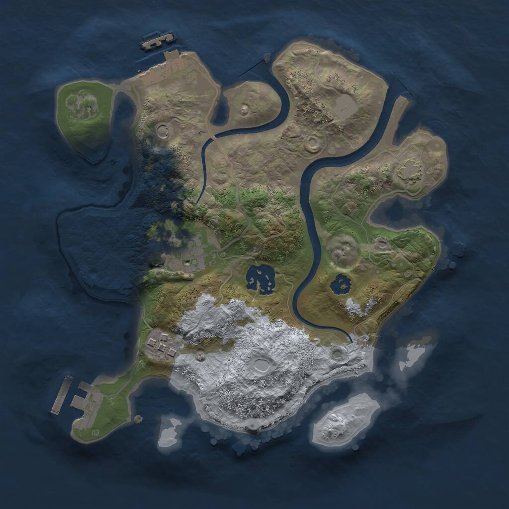 Rust Map: Procedural Map, Size: 2500, Seed: 382579693, 8 Monuments