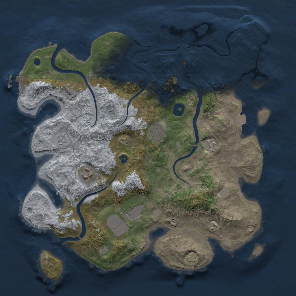 Rust Map: Procedural Map, Size: 3550, Seed: 28708308, 10 Monuments