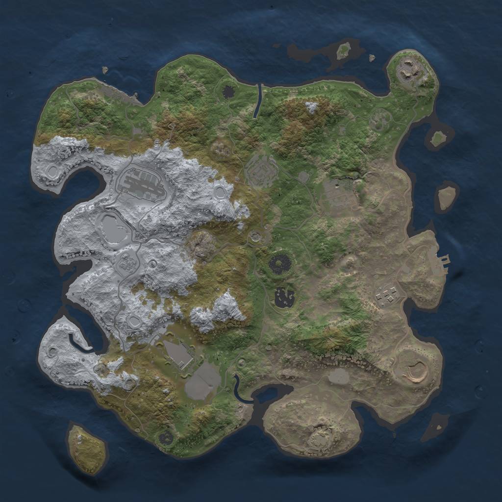 Rust Map: Procedural Map, Size: 3550, Seed: 28708308, 16 Monuments